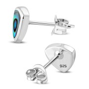 Abalone Shell Reuleaux Triangle Silver Stud Earrings, e343